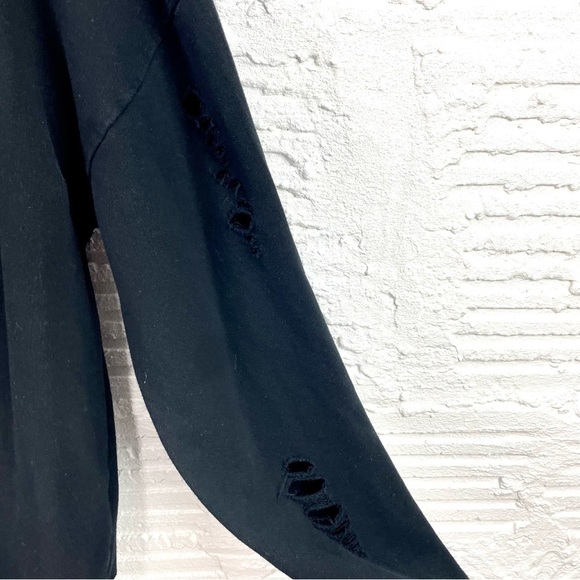 TOPSHOP Black Distressed Hoodie Size 10 - Picture 4 of 13
